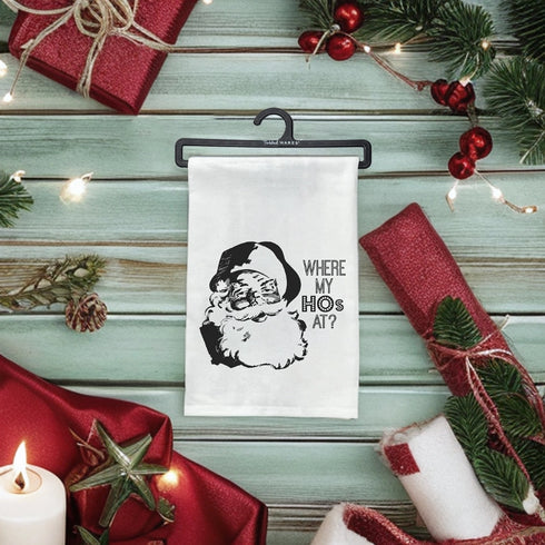 Where My Ho's At - Santa Christmas Kitchen Towel